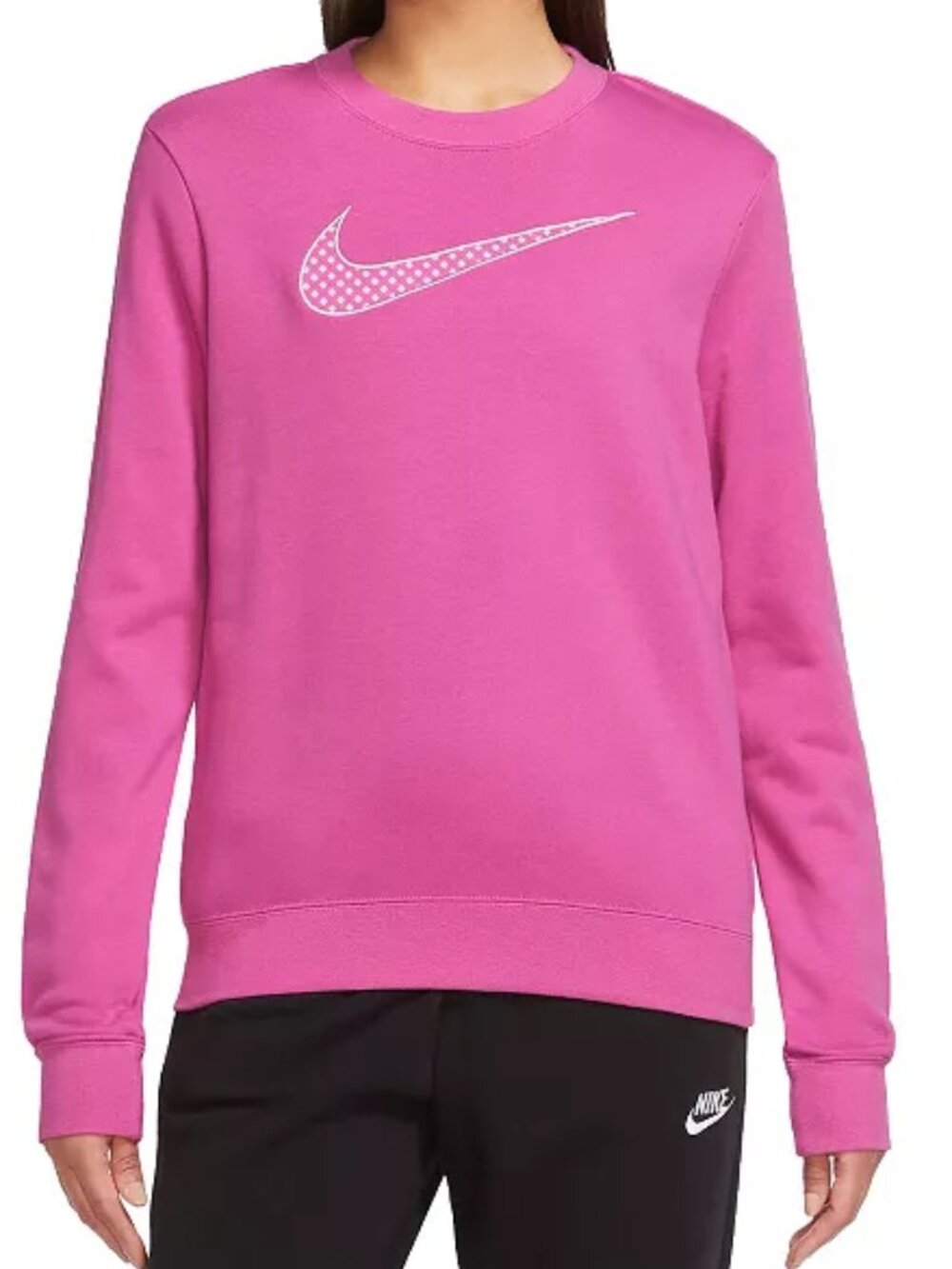 Women's Nike Sportswear Club Fleece Gingham Logo Sweatshirt - Fuchsia - S - NWT